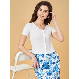 Honey by Pantaloons Self Design Round Neck Crop Top-picture-41