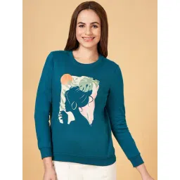 Honey by Pantaloons Teal Blue Cotton Printed Sweatshirt-picture-28