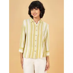 Honey by Pantaloons White & Green Striped Shirt-picture-41