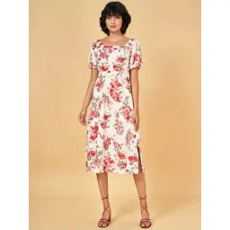 Honey by Pantaloons White Cotton Printed A-Line Dress-picture-43
