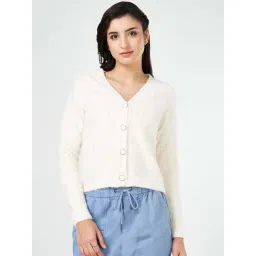 Honey by Pantaloons White Self Design Cardigan-picture-23
