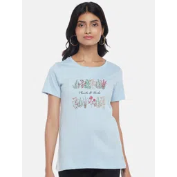Honey by Pantaloons Women Blue Typography Printed T-shirt-picture-31