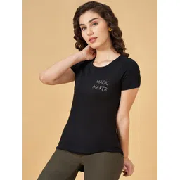 Honey by Pantaloons Women Round Neck Typography Printed Cotton Regular Fit T-shirt-picture-27