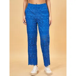 Honey by Pantaloons Women Self Design Flared High-Rise Cotton Regular Trousers-picture-29