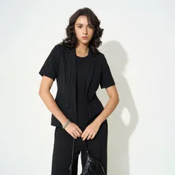 honey by pantaloons Women Solid Mandarin Casual Blazer-picture-11