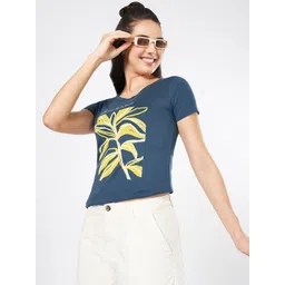 Honey by Pantaloons Women Typography Cotton Round Neck Crop Top-picture-21