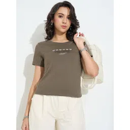 Honey by Pantaloons Women Typography Printed Round Neck Short Sleeve Pure Cotton Crop Top-picture-37