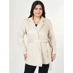 Honey Curvytude by Pantaloons Almond Cream Solid Jacket-picture-40