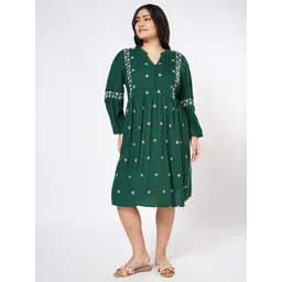Honey Curvytude by Pantaloons Embroidered Plus Size Fit and Flare Dresses-picture-19