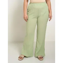 Honey Curvytude by Pantaloons Iris Green Casual Trousers-picture-15