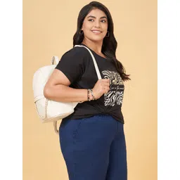 Honey Curvytude by Pantaloons Women Cotton Printed Plus Size Round Neck Short Sleeves Top-picture-27