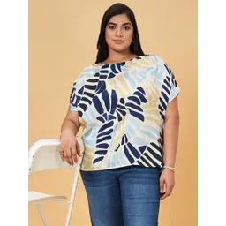 Honey Curvytude by Pantaloons Women Printed Plus Size Round Neck Short Sleeves Top-picture-35
