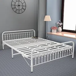 Honey Touch Nova Folding King Size Bed Without Mattress | No Assembly Required | Foldable Bed for Sleeping/Guests/Rented Apartments/Bedroom(6x6.25ft, Ivory)-image-36