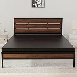 Honey Touch® Queen Size Bed Frame | Sturdy Steel Structure with Wooden Headboard | Noise-Free | No Assembly Required | Modern Minimalist Design |-image-34