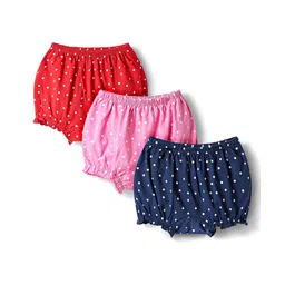 Honeyhap 100% Premium Cotton Knit Bloomers With Bio Finish Pack Of 3 - Navy Peony Sachet Pink & High Risk Red-picture-14