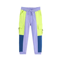 Honeyhap Boys Colourblocked Mid-Rise Bio Finish Cotton Joggers Track Pants-picture-44