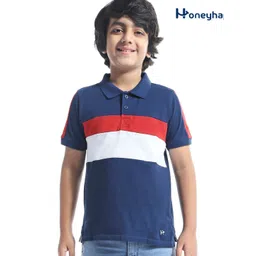 Honeyhap Boys Colourblocked Polo Collar T-shirt-picture-17