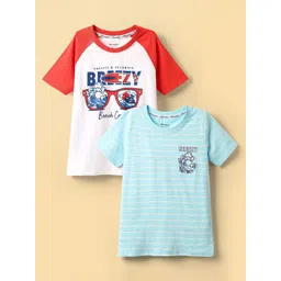 Honeyhap Boys Pack of 2 Printed Raglan Sleeves Cotton Knit T-Shirts-picture-12