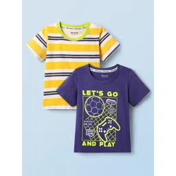 Honeyhap Boys Pack Of 2 Striped Pure Cotton T-shirt-picture-35