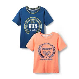 Honeyhap Boys Pack of 2 Typography Printed Pure Cotton T-shirt-picture-36