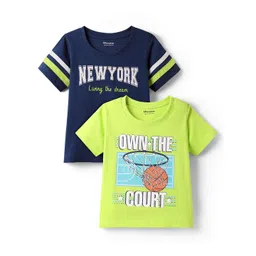 Honeyhap Boys Pack Of 2 Typography Printed Pure Cotton T-shirt-picture-17