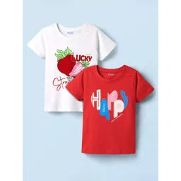 Honeyhap Girls Pack Of 2 Cotton Blend Typography Printed T-shirt-picture-17