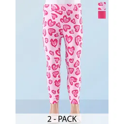 Honeyhap Girls Pack Of 2 Heart Printed Ankle Length Leggings-picture-33