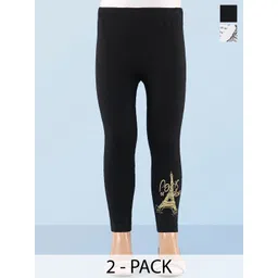 Honeyhap Girls Pack Of 2 Printed Ankle Length Leggings-picture-34