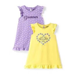 Honeyhap Girls Pack of 2 Printed Cotton Nightdress-picture-27