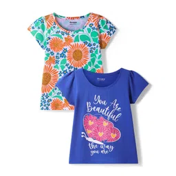 Honeyhap Girls Pack of 2 Typography Printed Cotton Top-picture-13
