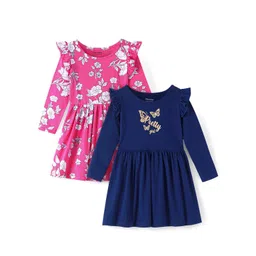 Honeyhap Girls Pack of 2Printed Fit-Flare Maxi Dress-picture-13