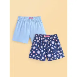 Honeyhap Pack of 2 Girls Floral Printed Cotton Shorts-picture-22