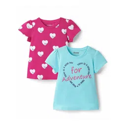 Honeyhap Pack of 2 Girls Typography Printed Round Neck Cotton RegularTop image 1
