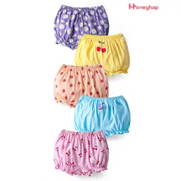 Honeyhap Premium 100% Cotton Knit Bio Finish Bloomers with Floral Print Pack of 5 - Multicolor-picture-12