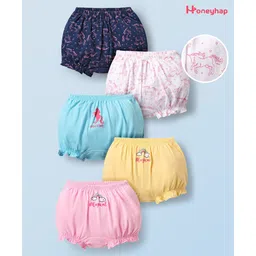Honeyhap Premium 100% Cotton Knit Bloomers With Animal Print Pack Of 5 - Multicolour-picture-21
