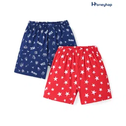 Honeyhap Premium 100% Cotton Knit Boxers with Bio Finish & Sports Theme Print Pack of 2 - Navy Peony & Savvy Red-picture-23
