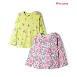 Honeyhap Premium 100% Cotton Knit Full Sleeves Tops with Bio Finish Floral Print Pack of 2 - Tender Touch & Sunny Lime-picture-31