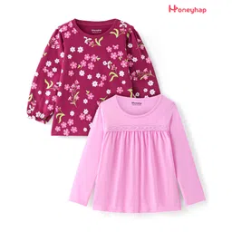 Honeyhap Premium  100% Cotton Pack of 2 Tshirts  With Bio Finish - ANEMONE MAROON / NOSE GAY PINK-picture-10