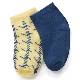 Honeyhap Premium Bamboo Blend Ankle Length Solid & Designed Socks Pack Of 2 - Blue-picture-28