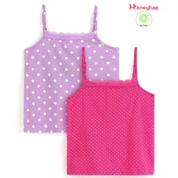 Honeyhap Premium  Cotton Super Soft & Stretch Dot Printed Set Of Slips With Bio Finish Pack of 2 - Rasberry Sorbet & Lavendula-picture-11