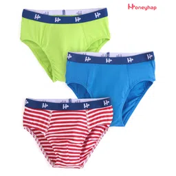 Honeyhap Premium Cotton Super Soft Stretchable Striped Briefs with Silvadur Finish Pack of 3 - Multicolor-picture-36