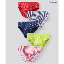 Honeyhap Premium Super Soft & Stretch Cotton Breifs with Anti Microbial Finish Pack of 5 - Red White & Navy-picture-26