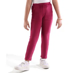 Honeyhap Premium Velour Knit Full Length Bio Finish Solid Leggings - Dark Pink-picture-10