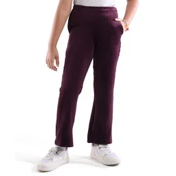 Honeyhap Premium Velour Knit Full Length Bio Finish Solid Leggings - Wine image 1