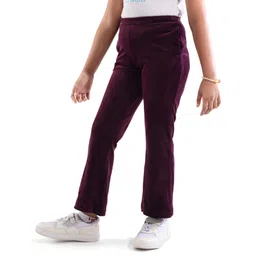 Honeyhap Premium Velour Knit Full Length Bio Finish Solid Leggings - Wine image 2