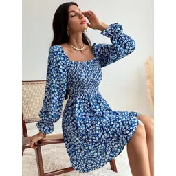 honky tonky Women Fit and Flare Blue Above Knee/Mid Thigh Length Dress-picture-27