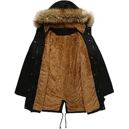 honmin Women's Long Velvet Cotton Coat | Winter Hooded Jacket with Fur Collar | Warm Solid Color Commuter Style-picture-14