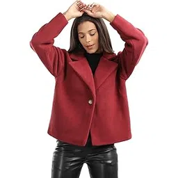 honnete Single Breasted Trendy Winter Short Coat with Button Closer for Women's-picture-24