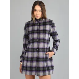 HONNETE Stylish Checked Single Breasted Regular Fit Long Sleeves Trench Coat-picture-25