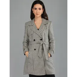 HONNETE Women Checked Single Breasted Winter Coat-picture-34
